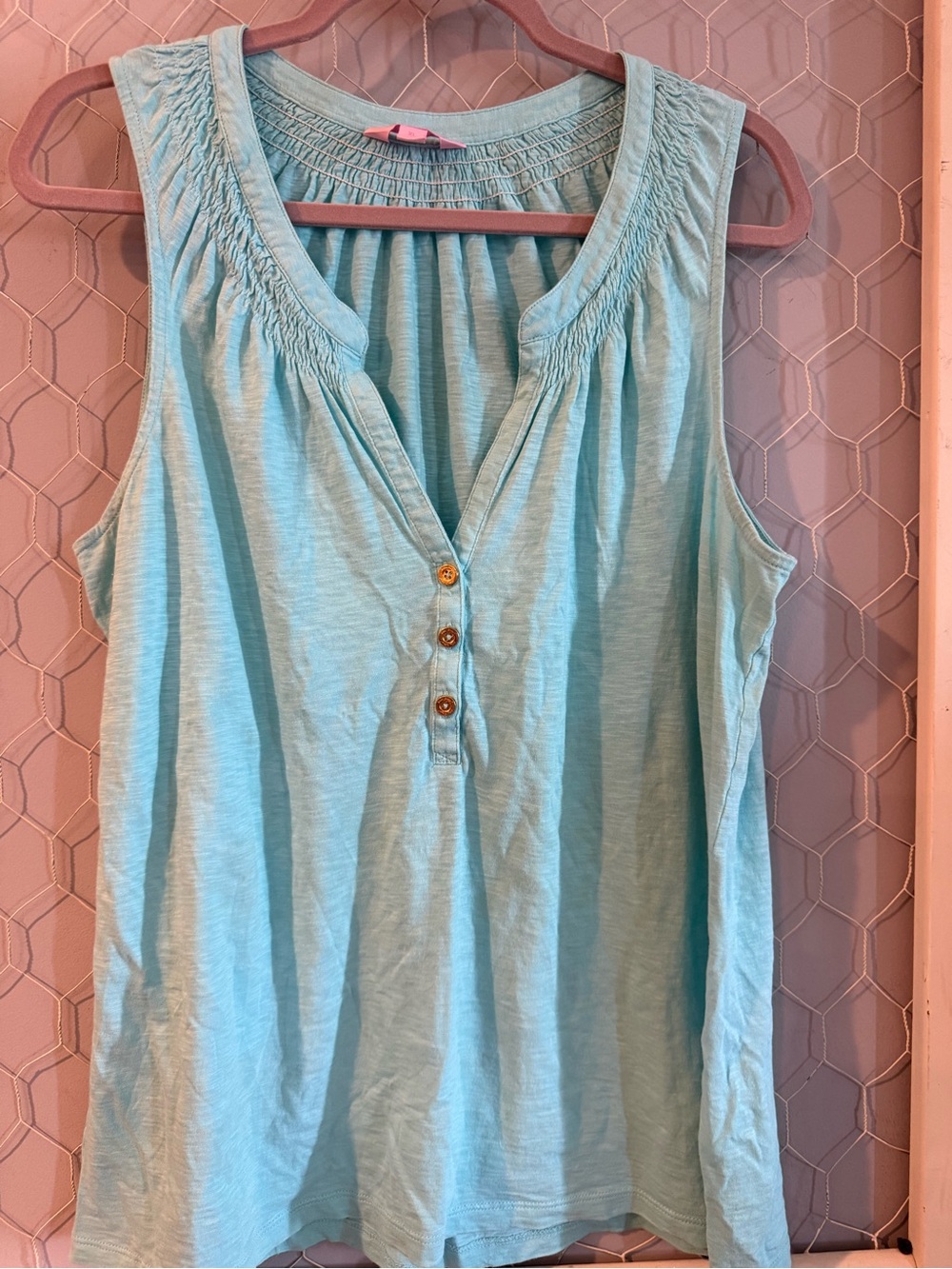 Lilly Pulitzer Light Blue Sleeveless Henley Tank